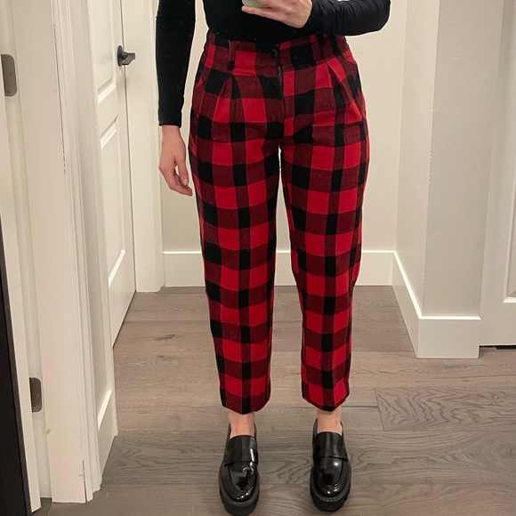 Vintage Buffalo plaid 100% wool trousers - Picture 10 of 14